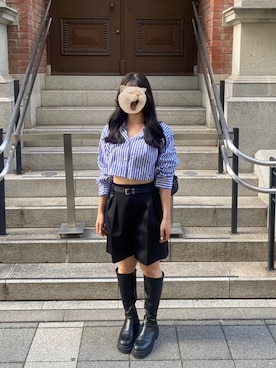 「ADAM ET ROPE'（アダムエロペ）のアイテム（シャツ/ブラウス）」を使った、やこばさん（レディース・158cm）の秋コーディネート