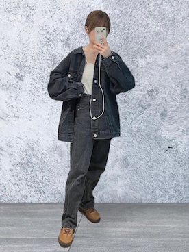 「DISCOAT（ディスコート）のアイテム（デニムジャケット）」を使った、MATSUさん（レディース・153cm）の秋コーディネート