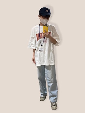 「MERLOT（メルロー）のアイテム（デニムパンツ）」を使った、MATSUさん（レディース・153cm）の夏コーディネート