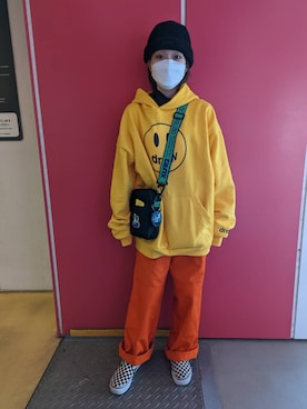 「FR2」｜「アイテム（ニットキャップ/ビーニー）」を使った、MATSUさん（レディース・153cm）の冬コーディネート