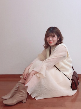 「ベスト×ワンピース」｜るいるいさん（レディース・163cm）の秋コーディネート