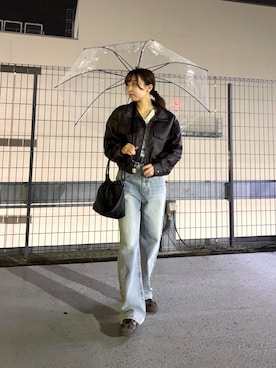 「アイテム（ライダースジャケット）」を使った、さいさん（レディース・160cm）の秋コーディネート