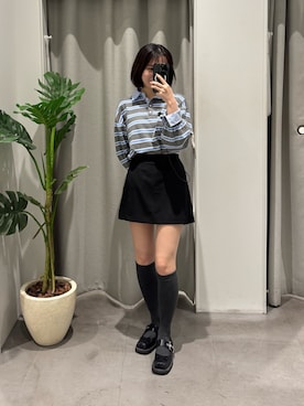 「COLONY 2139（コロニートゥーワンスリーナイン）のシャツドッキングニットプルオーバー（ニット/セーター、グレー系）」を使った、さいさん（レディース・160cm）の春コーディネート