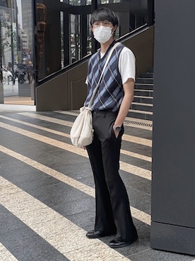 「Adoon plain（アドーンプレーン）のアイテム（パンツ）」を使った、Endoさん（メンズ・175cm・20代）の夏コーディネート