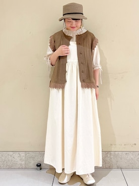 「レースブラウス」｜「アイテム（その他）」を使った、satomiさん（レディース・152cm）の夏コーディネート