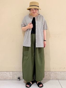 「ペーパーハット」｜「アイテム（その他）」を使った、satomiさん（レディース・152cm）の夏コーディネート