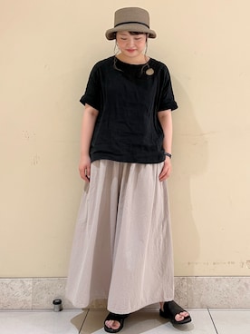 「リネンブラウス」｜「アイテム（その他）」を使った、satomiさん（レディース・152cm）の夏コーディネート