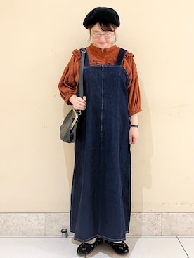 「デニムワンピース」｜「アイテム（その他）」を使った、satomiさん（レディース・152cm）の夏コーディネート