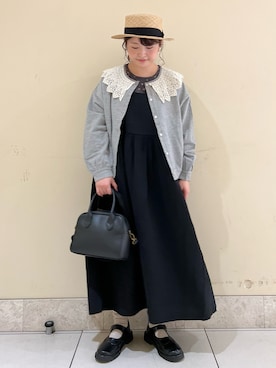 「襟付きトップス」｜「アイテム（その他シューズ）」を使った、satomiさん（レディース・152cm）の春コーディネート