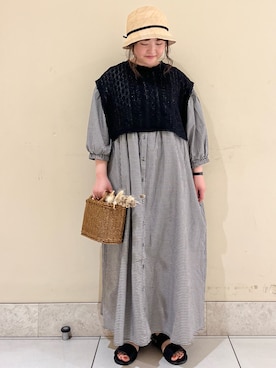 「ベスト×ワンピース」｜satomiさん（レディース・152cm）の春コーディネート