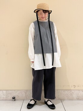 「チュニック」｜「アイテム（その他アウター）」を使った、satomiさん（レディース・152cm）の春コーディネート