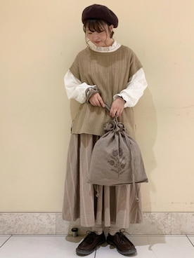 「アイテム（ドレスシューズ）」を使った、satomiさん（レディース・152cm）の秋コーディネート