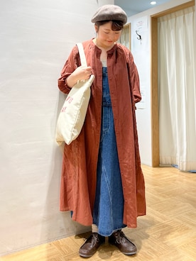 「刺繍」｜「アイテム（ジャンパースカート）」を使った、satomiさん（レディース・152cm）の夏コーディネート