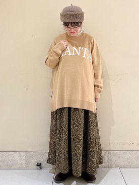 「ロゴニット」｜「アイテム（その他）」を使った、satomiさん（レディース・152cm）の秋コーディネート
