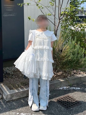 「アイテム（チュニック）」を使った、🍮さん（レディース・147cm）の夏コーディネート