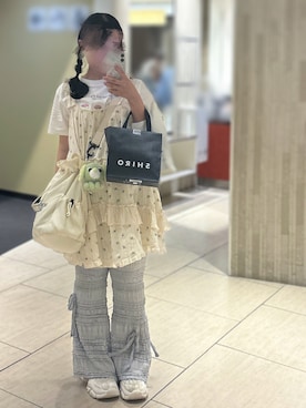 「merry jenny（メリージェニー）のfloralﾌﾚｱﾐﾆﾜﾝﾋﾟｰｽ（ワンピース）」を使った、🍮さん（レディース・147cm）の夏コーディネート