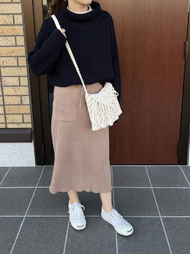 「サーマルスカート」｜momokaさん（レディース・156cm）の冬コーディネート