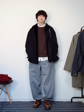 「アイテム（ムートンコート）」を使った、PEEYANさん（メンズ・180cm）の冬コーディネート