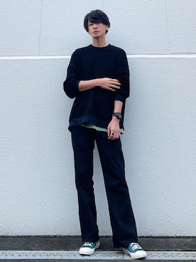 「Lui's（ルイス）のアイテム（スウェット）」を使った、PEEYANさん（メンズ・180cm）の春コーディネート