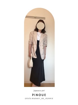「U by SPICK&SPAN（ユーバイスピックアンドスパン）のアイテム（ジャケット/アウター）」を使った、ぴのうえさん（レディース・161cm）の夏コーディネート