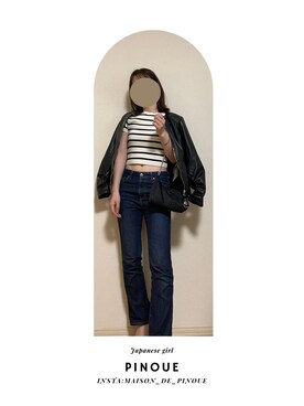 「デニムっていいよね」｜「アイテム（ライダースジャケット）」を使った、ぴのうえさん（レディース・161cm）の夏コーディネート