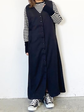 「アイテム（ジャンパースカート）」を使った、くすみんさん（レディース・153cm）の冬コーディネート