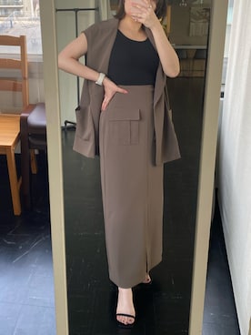 「アイテム（トップス、ブラウン系）」を使った、くすみんさん（レディース・153cm）の春コーディネート