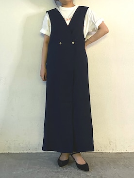 「アイテム（ジャンパースカート）」を使った、くすみんさん（レディース・153cm）の春コーディネート