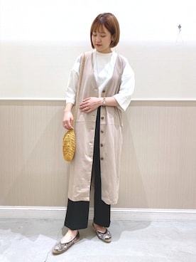 「LEPSIM（レプシィム）のアイテム（ノーカラーコート）」を使った、𝙉𝘼𝙏𝙎𝙐𝙈𝘼さん（レディース・164cm）の秋コーディネート