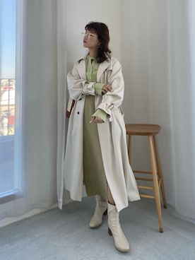 「archives（アルシーヴ）のアイテム（トレンチコート）」を使った、MEGUさん（レディース・157cm）の冬コーディネート
