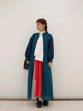 「フリンジバッグ」｜「アイテム（ジャケット/アウター）」を使った、K-Sweetさん（レディース・161cm）の秋コーディネート