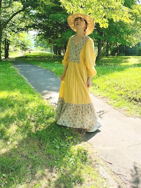 「SLOBE IENA（スローブイエナ）のアイテム（ハット）」を使った、わみさんさん（レディース・155cm）の夏コーディネート