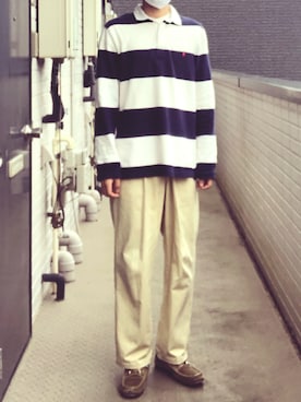 「アイテム（ローファー、グリーン系）」を使った、ホリさん（メンズ・169cm）の秋コーディネート