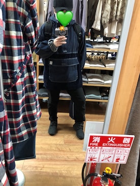 「KEEN（キーン）のアイテム（キャップ、ブラック系）」を使った、YUUさん（レディース・157cm）の冬コーディネート