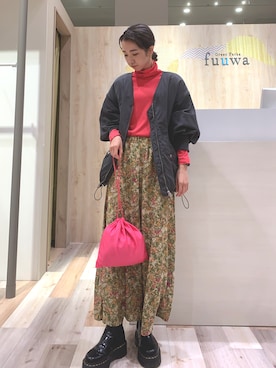 「袖ボリューム」｜「アイテム（ジャケット/アウター）」を使った、kayaさん（レディース・160cm）の冬コーディネート