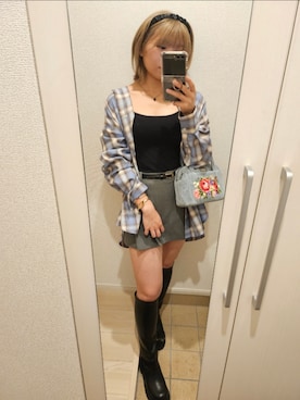 「アイテム（ヘアアクセサリー）」を使った、もつさん（レディース・151cm）の秋コーディネート