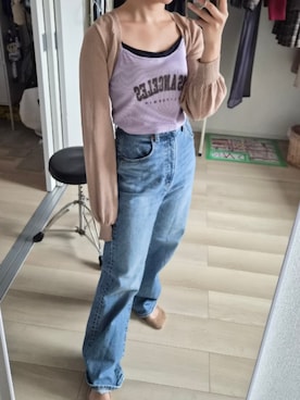 「MOUSSY（マウジー）のHW 90S STRAIGHT（デニムパンツ、ブルー系）」を使った、れんさん（レディース・151cm）の秋コーディネート
