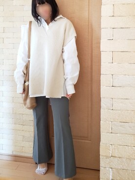 Gu ジーユー のスラックス ブルー系 を使ったレディース人気ファッションコーディネート Wear