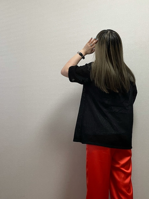 coohemコーヘンAloha Eyelet Knit レースアップ半袖シャツ Bshop購入【COOHEM】レースニット アロハシャツ BLACK Msize