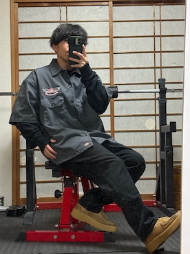 「アイテム（モカシン/デッキシューズ）」を使った、O'n  U160さん（メンズ・155cm）の秋コーディネート