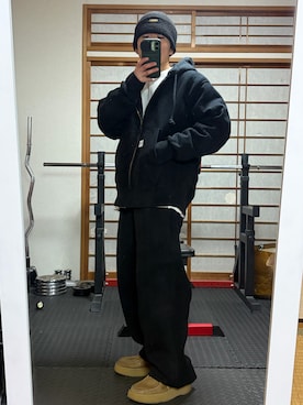 「アイテム（ニットキャップ/ビーニー）」を使った、O'n  U160さん（メンズ・155cm・20代）の冬コーディネート