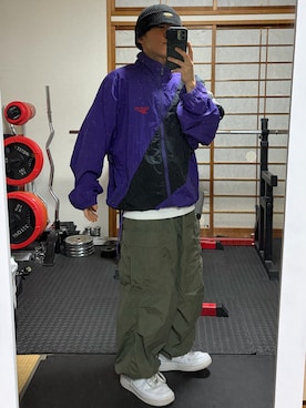 「アイテム（ナイロンジャケット）」を使った、O'n  U160さん（メンズ・155cm）の秋コーディネート