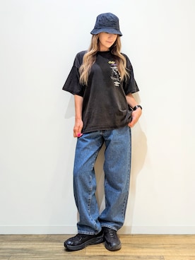 「Levi's（リーバイス）のLevi's(リーバイス)【メンズ】「578」バギー（デニムパンツ、ブルー系）」を使った、asukaさん（レディース・168cm）の夏コーディネート