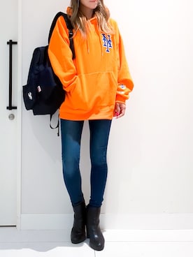 「MLB（メジャーリーグベースボール）のアイテム」を使った、asukaさん（レディース・168cm）の秋コーディネート