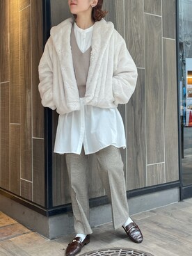 「nice claup」｜「アイテム（その他アウター）」を使った、てらやんさん（レディース・155cm）の秋コーディネート
