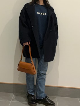 「SLOBE IENA（スローブイエナ）のアイテム（ノーカラーコート）」を使った、🍋さん（レディース・152cm）の冬コーディネート