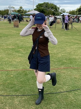 「アイテム（レインシューズ）」を使った、r i k oさん（レディース・152cm）の秋コーディネート