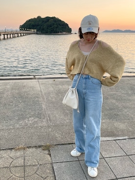 「DISCOAT（ディスコート）の【2WAY/WEB限定】シュリンク巾着ショルダーバッグ《軽量》（ショルダーバッグ）」を使った、みほさん（レディース・161cm）の秋コーディネート