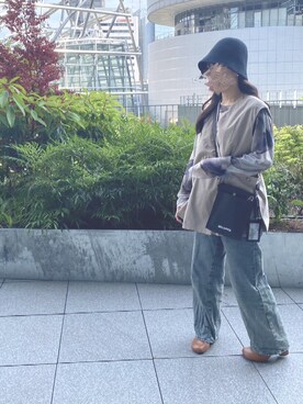 「SHEINのアイテム（帽子、ブラック系）」を使った、てぃ。さん（レディース・158cm）の春コーディネート