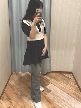 「しまむら（シマムラ）のアイテム（チュニック）」を使った、てぃ。さん（レディース・158cm）の夏コーディネート